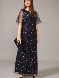 Dresses^Phase Eight Emily Embroidered Maxi Dress Navy/Multi