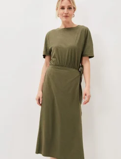 Dresses^Phase Eight Emmalyn Cotton Midi Dress Khaki