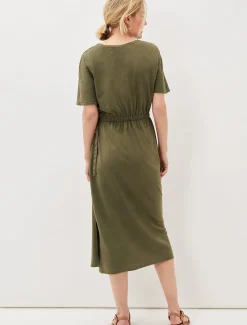 Dresses^Phase Eight Emmalyn Cotton Midi Dress Khaki