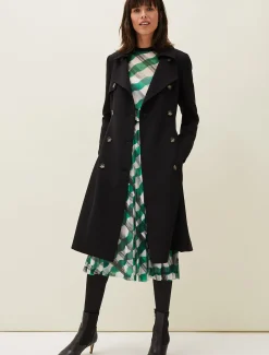 Coats^Phase Eight Emmy Pleat Back Trench Coat Black