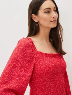 Shirts & Blouses^Phase Eight Esty Square Neck Blouse Pink/Red