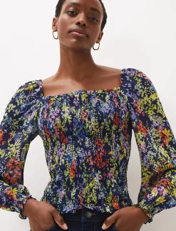 Shirts & Blouses^Phase Eight Esty Square Neck Blouse Navy/Multi