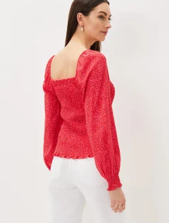 Shirts & Blouses^Phase Eight Esty Square Neck Blouse Pink/Red