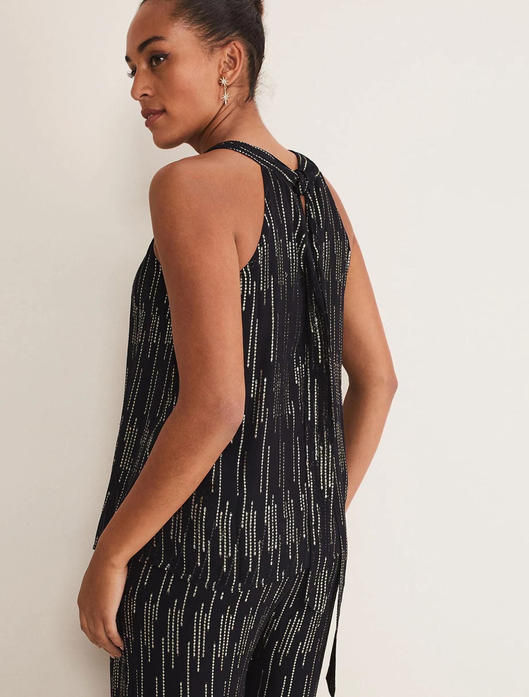Tops & T-Shirts^Phase Eight Eula Lurex Halterneck Top Co-Ord Black/Gold