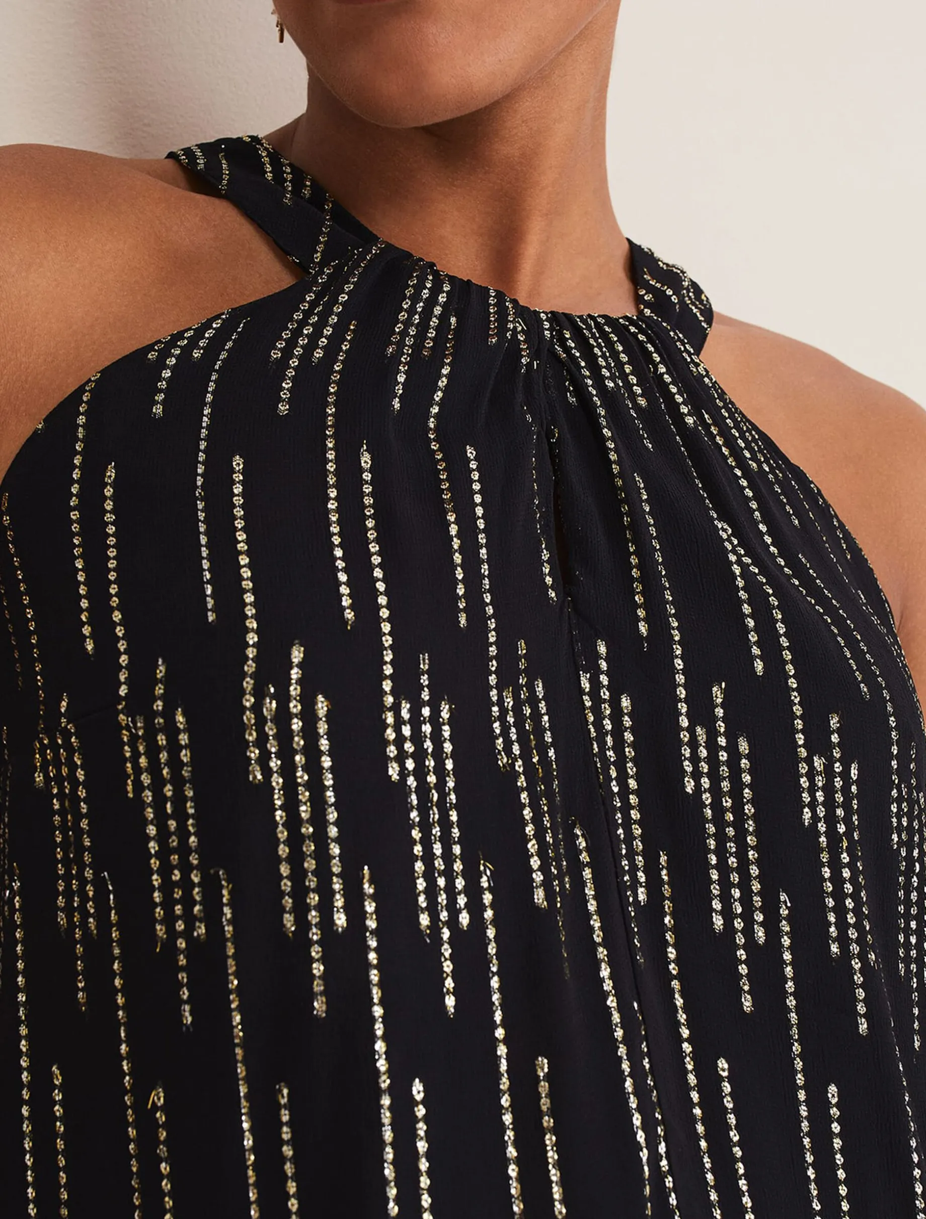Tops & T-Shirts^Phase Eight Eula Lurex Halterneck Top Co-Ord Black/Gold
