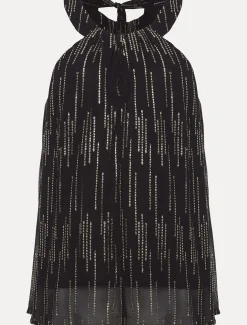 Tops & T-Shirts^Phase Eight Eula Lurex Halterneck Top Co-Ord Black/Gold
