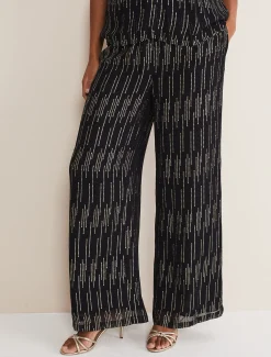 Trousers & Shorts^Phase Eight Eula Lurex Trouser Co-Ord Black/Gold