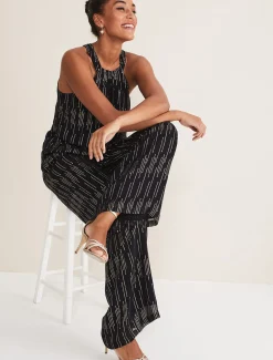 Trousers & Shorts^Phase Eight Eula Lurex Trouser Co-Ord Black/Gold