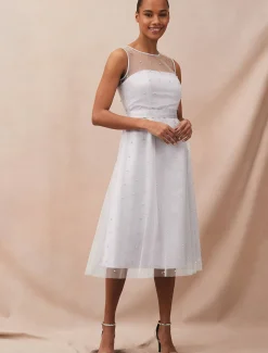 Dresses^Phase Eight Evadine Pearl Embellished Tulle Dress Mineral
