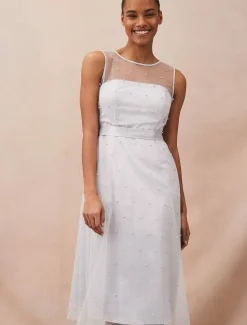 Dresses^Phase Eight Evadine Pearl Embellished Tulle Dress Mineral