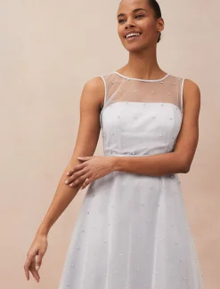 Dresses^Phase Eight Evadine Pearl Embellished Tulle Dress Mineral