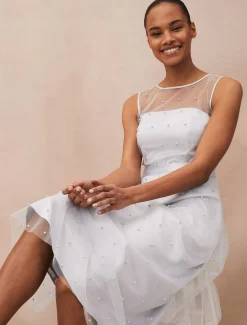 Dresses^Phase Eight Evadine Pearl Embellished Tulle Dress Mineral