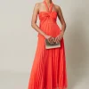 Dresses^Phase Eight Evangeline Pleated Halterneck Maxi Dress Coral