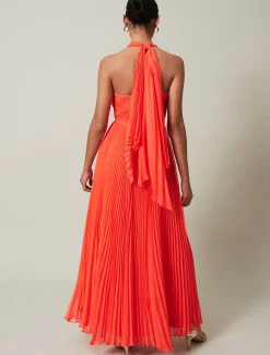 Dresses^Phase Eight Evangeline Pleated Halterneck Maxi Dress Coral