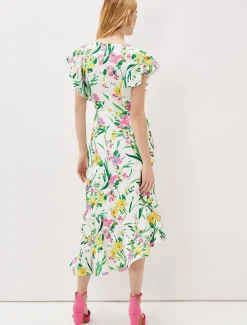 Dresses^Phase Eight Evelin Printed Frill Hem Dress Ivory/Multi