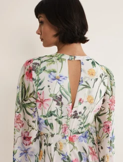 Dresses^Phase Eight Everleigh Chiffon Floral Mini Dress Ivory/Multi