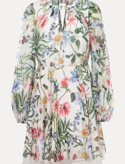 Dresses^Phase Eight Everleigh Chiffon Floral Mini Dress Ivory/Multi