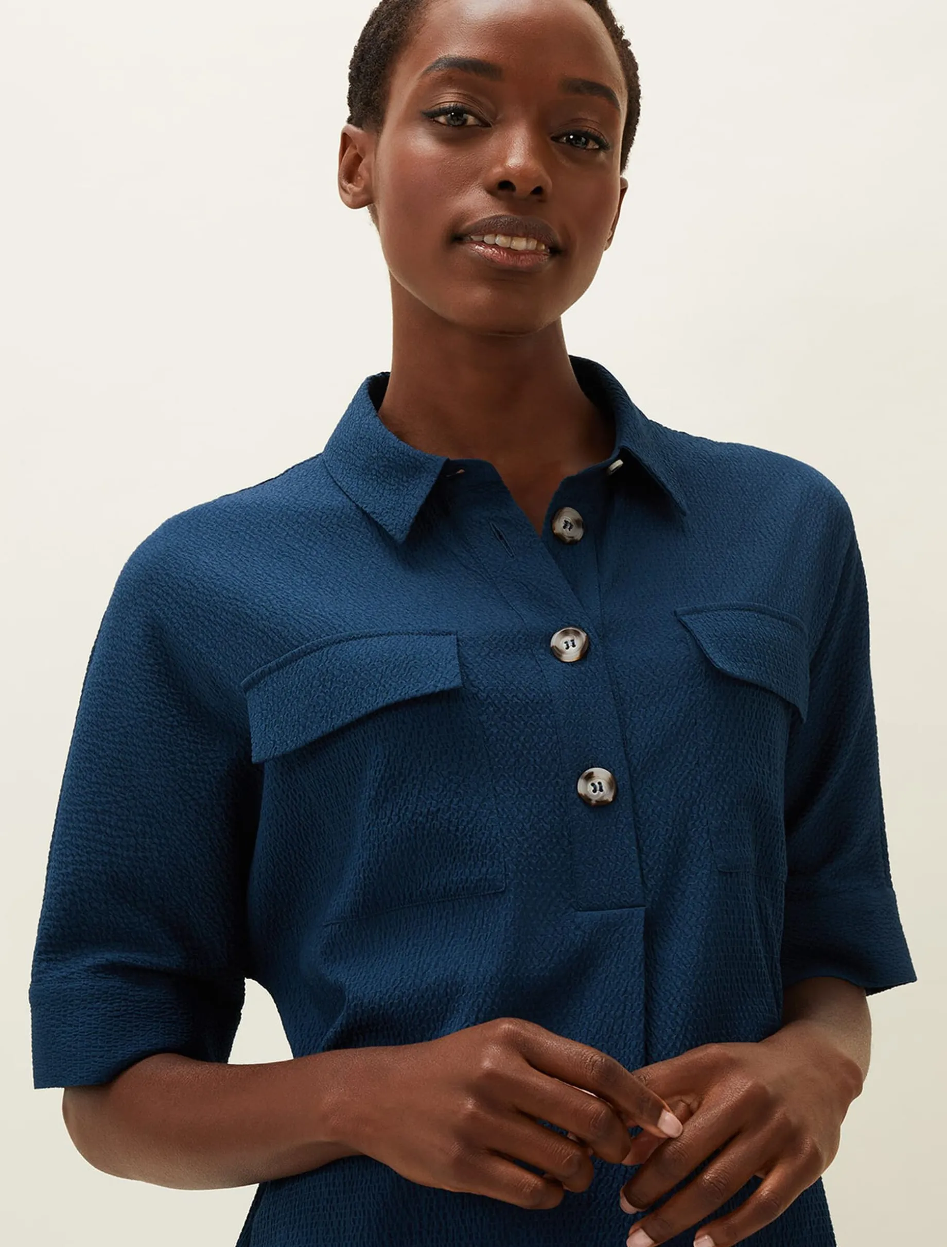 Dresses^Phase Eight Faye Textured Tunic Dress Teal