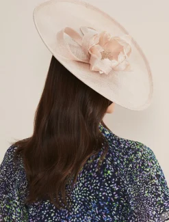 Fascinators & Hats^Phase Eight Feather Flower Large Disc Fascinator Oyster