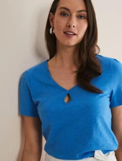 Tops & T-Shirts^Phase Eight Filipa Cotton Top Bright Blue