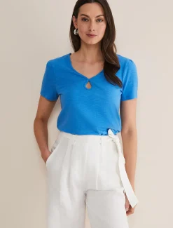 Tops & T-Shirts^Phase Eight Filipa Cotton Top Bright Blue