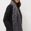 Scarves & Ponchos^Phase Eight Fiona Leopard Print Fluffy Scarf Charcoal