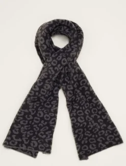 Scarves & Ponchos^Phase Eight Fiona Leopard Print Fluffy Scarf Charcoal
