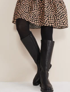 Boots^Phase Eight Flat Knee High Boot Black