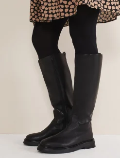 Boots^Phase Eight Flat Knee High Boot Black