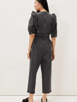 Dresses^Phase Eight Flora Denim Frill Jumpsuit Grey