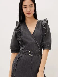 Dresses^Phase Eight Flora Denim Frill Jumpsuit Grey