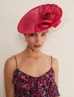 Fascinators & Hats^Phase Eight Floral Under Brim Fascinator Raspberry