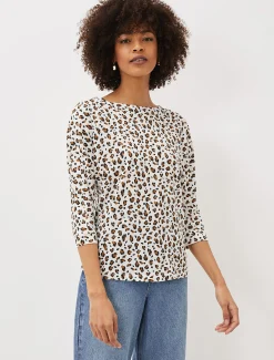 Tops & T-Shirts^Phase Eight Florentine Leopard Print Top Ivory Multi
