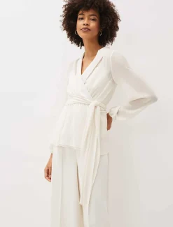 Tops & T-Shirts^Phase Eight Florentine Semi-Sheer Wrap Top Buttermilk