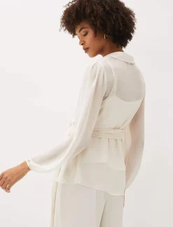 Tops & T-Shirts^Phase Eight Florentine Semi-Sheer Wrap Top Buttermilk