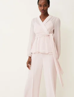 Tops & T-Shirts^Phase Eight Florentine Semi-Sheer Wrap Top Antique Rose
