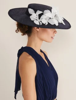 Fascinators & Hats^Phase Eight Flower Detail Boater Fascinator Navy