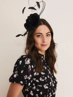 Fascinators & Hats^Phase Eight Flower Detail Headband Black