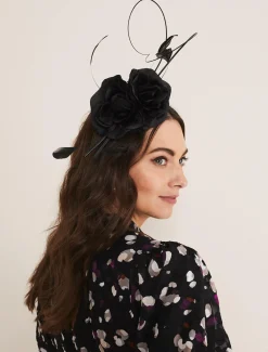 Fascinators & Hats^Phase Eight Flower Detail Headband Black