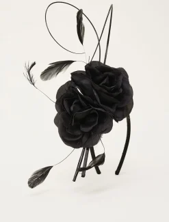 Fascinators & Hats^Phase Eight Flower Detail Headband Black
