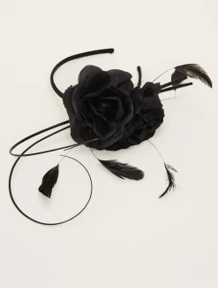 Fascinators & Hats^Phase Eight Flower Detail Headband Black