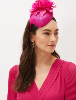 Fascinators & Hats^Phase Eight Flower Detail Pillbox Fascinator Magenta