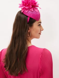 Fascinators & Hats^Phase Eight Flower Detail Pillbox Fascinator Magenta
