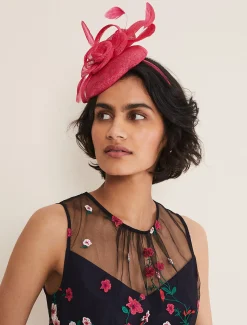 Fascinators & Hats^Phase Eight Flower Pillbox Fascinator Raspberry