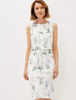 Dresses^Phase Eight Francine Double Layer Scuba Dress Ivory/Multi