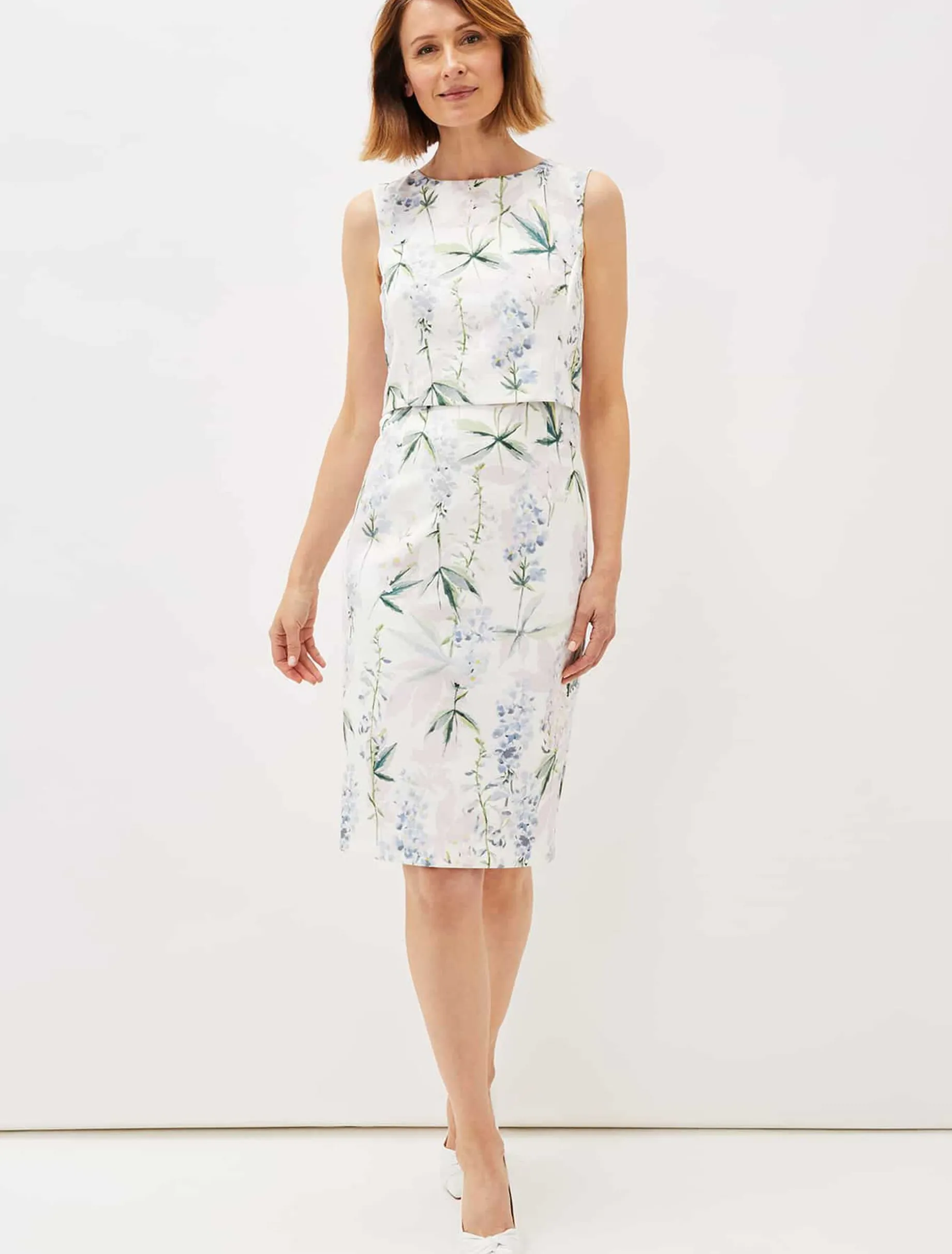 Dresses^Phase Eight Francine Double Layer Scuba Dress Ivory/Multi