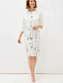 Dresses^Phase Eight Francine Double Layer Scuba Dress Ivory/Multi