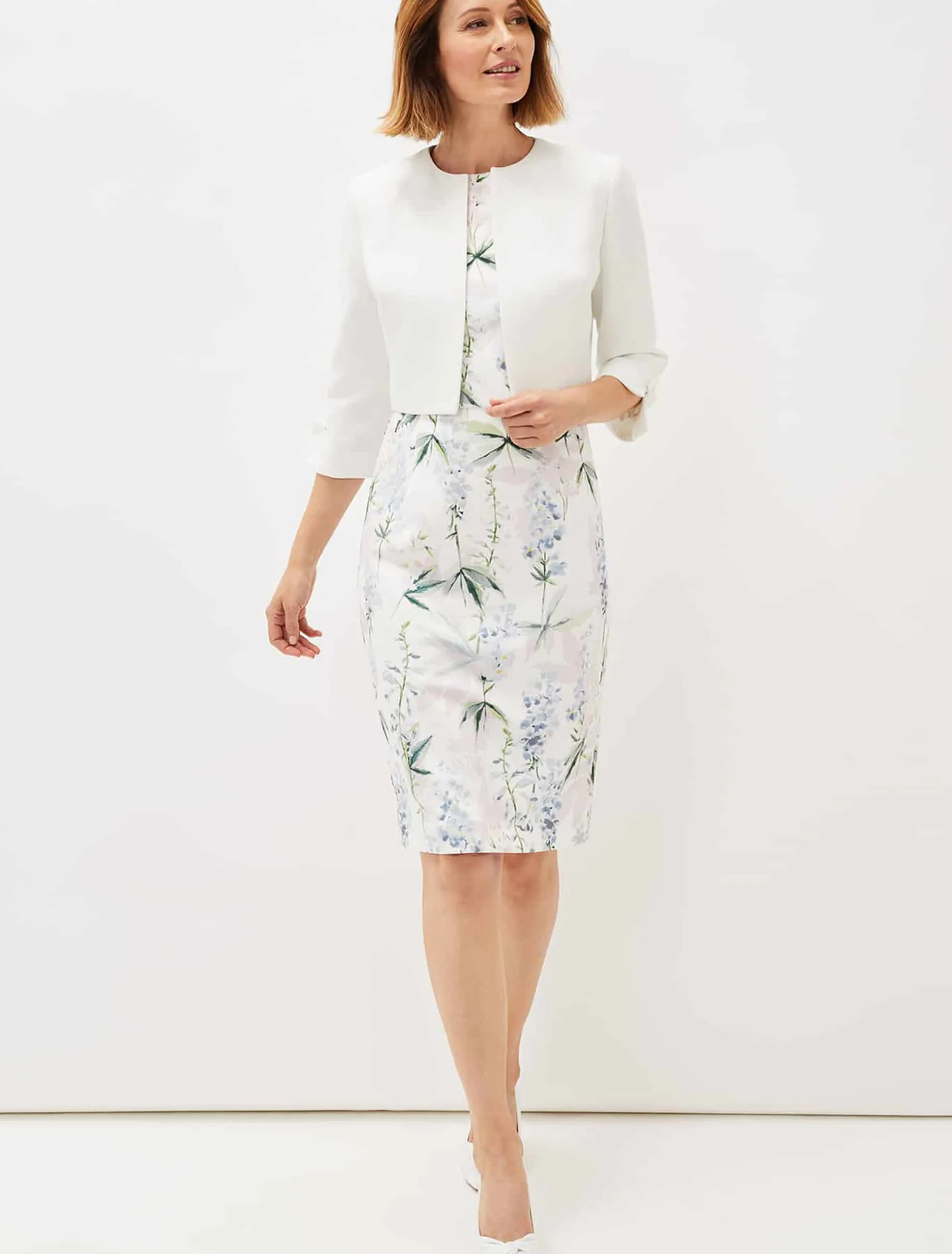 Dresses^Phase Eight Francine Double Layer Scuba Dress Ivory/Multi
