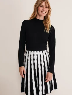 Dresses^Phase Eight Frankie Scallop Hem Dress Black/Ivory