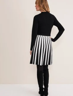 Dresses^Phase Eight Frankie Scallop Hem Dress Black/Ivory